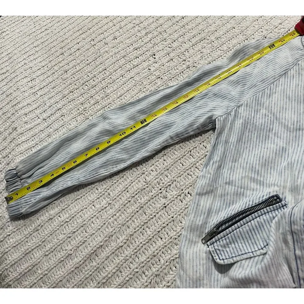 Skies Are Blue Full Zip Jacket Lightweight Womens Size Small Stripe 100% Tencel